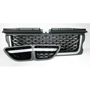 Range Rover Sport (L320) Grey and Black Grille with Silver Trim 3 Piece Set